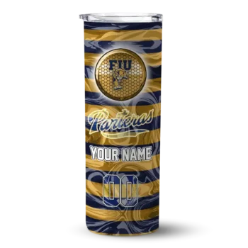 personalized fiu panthers patterned waves blue skinny tumbler best selling 1.webp