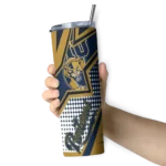 personalized fiu panthers web stripes blue white skinny tumbler best selling.webp