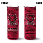custom arkansas state red wolves chevron patch scarlet skinny tumbler best selling.webp