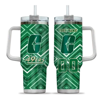 custom charlotte 49ers bold diamonds green curved tumbler best selling.webp