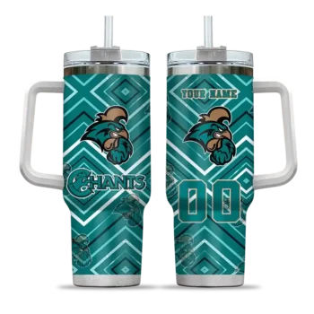 custom coastal carolina chanticleers bold diamonds green curved tumbler best selling.webp