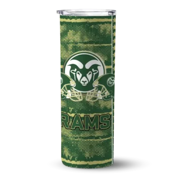 custom colorado state rams chevron patch green skinny tumbler best selling.webp