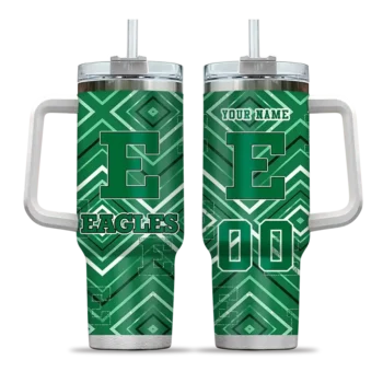 custom eastern michigan eagles bold diamonds green curved tumbler best selling.webp