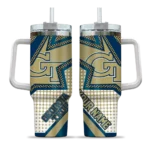 custom georgia tech yellow jackets arrow burst gold curved tumbler best selling.webp