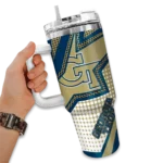 custom georgia tech yellow jackets arrow burst gold curved tumbler best selling.webp
