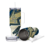 custom georgia tech yellow jackets arrow burst gold curved tumbler best selling.webp