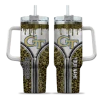 custom georgia tech yellow jackets leopard zipper gold curved tumbler best selling.webp