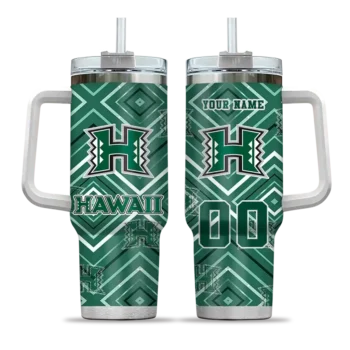 custom hawaii rainbow warriors bold diamonds green curved tumbler best selling.webp