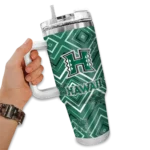 custom hawaii rainbow warriors bold diamonds green curved tumbler best selling.webp