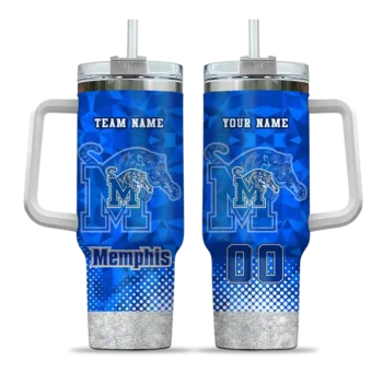 custom memphis tigers geometric prism blue curved tumbler best selling.webp