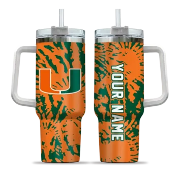 custom miami hurricanes burst swirl orange curved tumbler best selling.webp