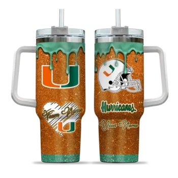 custom miami hurricanes heart helmet motif orange curved tumbler best selling.webp