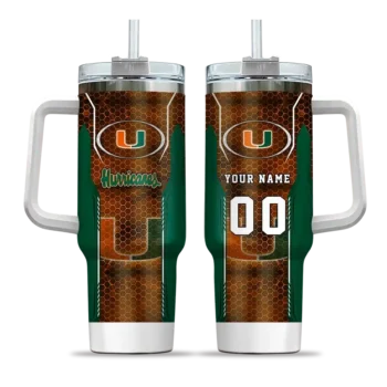 custom miami hurricanes hexagon armor orange curved tumbler best selling.webp