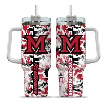 custom miami redhawks camo mashup red white curved tumbler best selling.webp