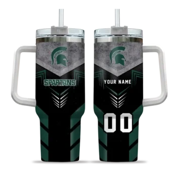 custom michigan state spartans arrow armor green black curved tumbler best selling.webp