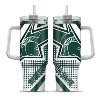 custom michigan state spartans arrow burst green curved tumbler best selling.webp