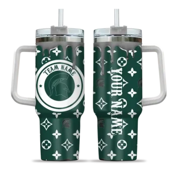 custom michigan state spartans bullseye drips green curved tumbler best selling.webp