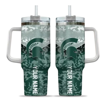 custom michigan state spartans chevron stripe green curved tumbler best selling.webp
