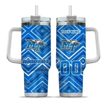 custom middle tennessee blue raiders bold diamonds blue curved tumbler best selling.webp