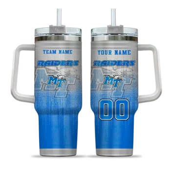 custom middle tennessee blue raiders gradient dots blue curved tumbler best selling.webp