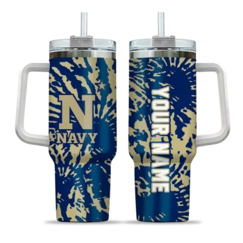 custom navy midshipmen burst swirl blue curved tumbler best selling.webp