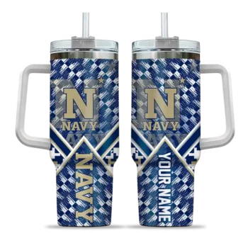 custom navy midshipmen chevron angle blue curved tumbler best selling.webp