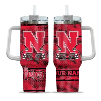 custom nebraska cornhuskers honey streaks red curved tumbler best selling.webp