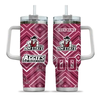 custom new mexico state aggies bold diamonds crimson curved tumbler best selling.webp
