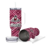 custom new mexico state aggies bold diamonds crimson curved tumbler best selling.webp
