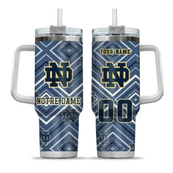 custom notre dame fighting irish bold diamonds navy curved tumbler best selling.webp