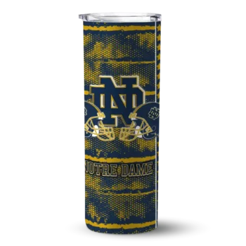 custom notre dame fighting irish chevron patch navy skinny tumbler best selling.webp
