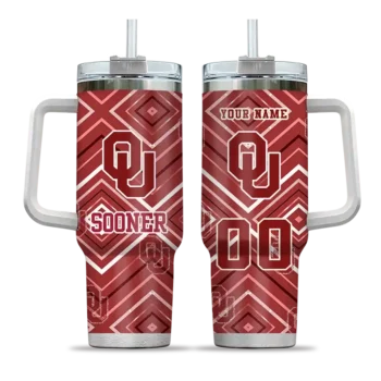 custom oklahoma sooners bold diamonds crimson curved tumbler best selling.webp