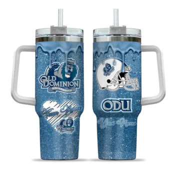 custom old dominion monarchs heart helmet motif blue curved tumbler best selling.webp
