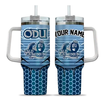 custom old dominion monarchs hex texture blue curved tumbler best selling.webp
