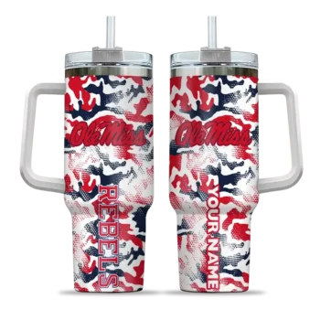 custom ole miss rebels camo mashup red white curved tumbler best selling.webp