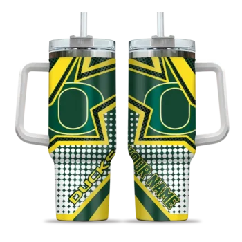 custom oregon ducks arrow burst green curved tumbler best selling.webp