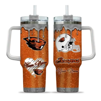 custom oregon state beavers heart helmet motif orange curved tumbler best selling.webp
