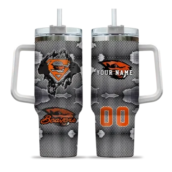 custom oregon state beavers superman shield orange gray curved tumbler best selling.webp