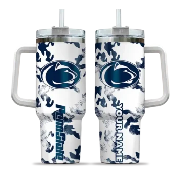 custom penn state nittany lions camo mashup blue white curved tumbler best selling.webp