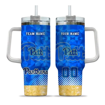 custom pittsburgh panthers geometric prism royal blue curved tumbler best selling.webp