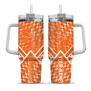 custom sam houston bearkats chevron angle orange curved tumbler best selling.webp