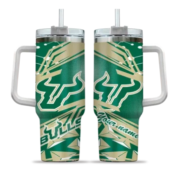 custom south florida bulls abstract paths green curved tumbler best selling.webp