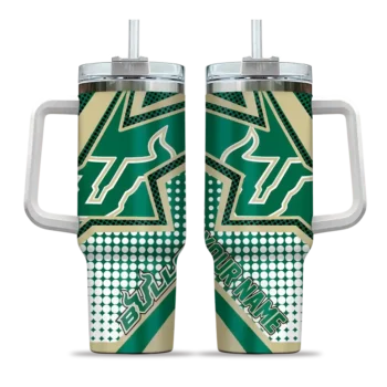 custom south florida bulls arrow burst green curved tumbler best selling.webp