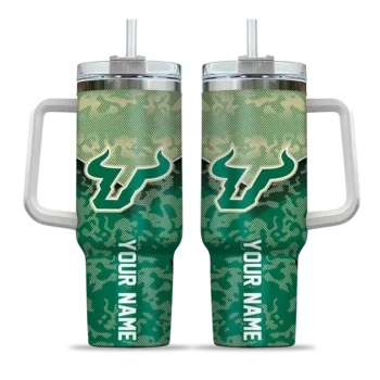 custom south florida bulls chevron stripe green curved tumbler best selling.webp