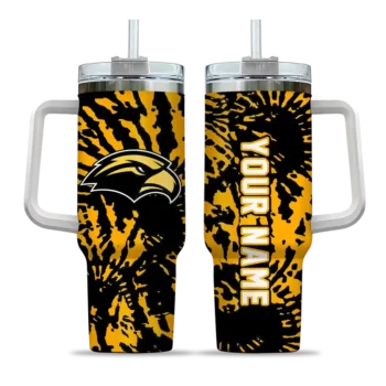 custom southern miss golden eagles burst swirl black curved tumbler best selling.webp