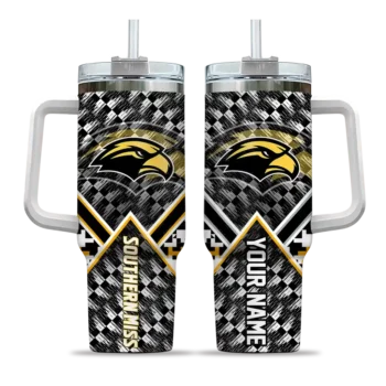 custom southern miss golden eagles chevron angle black curved tumbler best selling.webp