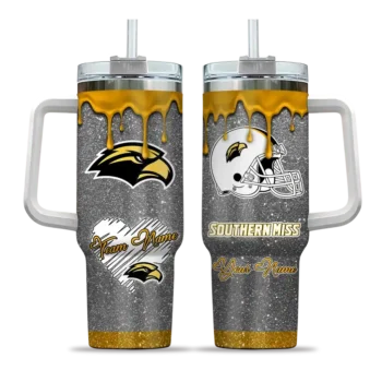 custom southern miss golden eagles heart helmet motif black curved tumbler best selling.webp