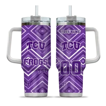 custom tcu horned frogs bold diamonds purple curved tumbler best selling.webp