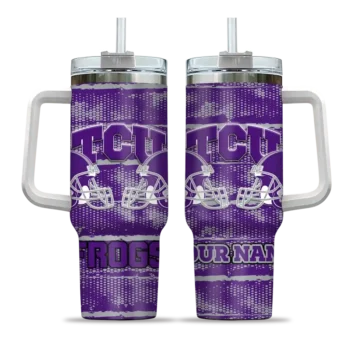 custom tcu horned frogs honey streaks purple curved tumbler best selling.webp