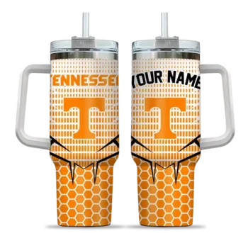 custom tennessee volunteers hex texture orange curved tumbler best selling.webp